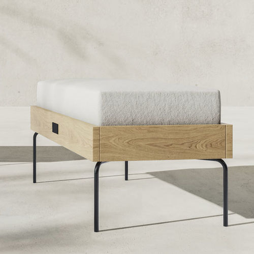 Divanetto imbottito design minimalista - Ehe - Kaissu - in tessuto / con supporto in acciaio verniciato a polvere / in legno