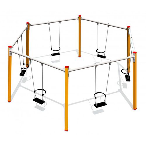 Altalena per parco giochi - CIRCLE 6 PLACES  - Tiptiptap - impiallacciata in legno / in metallo / in polietilene