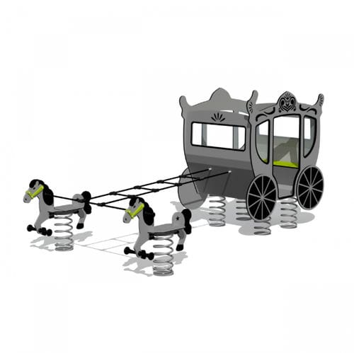 Gioco a molla in acciaio - COACH WITH HORSES  - Tiptiptap - in HDPE / trasporto / 6 posti