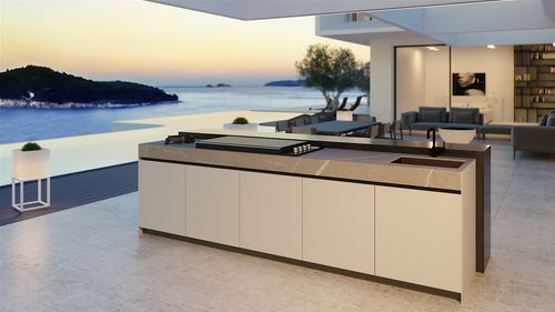 Isola cucina da esterno - N2 LACQUERED System - Novara Outdoor Kitchens - di grandi dimensioni / bianca / grigia