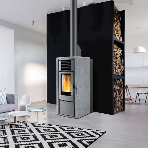 Stufa a legna - HYBRID - paterno - 14 kW / contemporanea / in acciaio