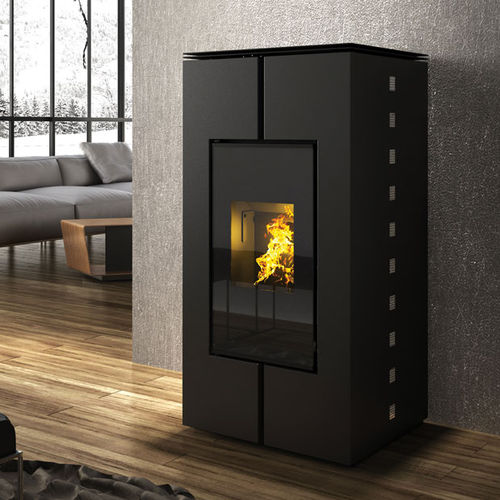 Termostufa a pellet - RELAX 16 - LineaVz - contemporanea / in acciaio / in vetro