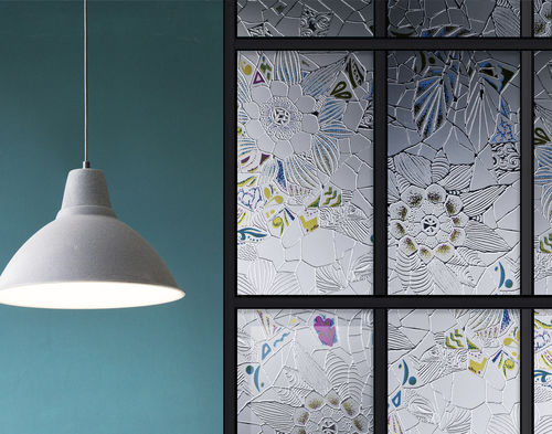 Pannello in vetro float - BRILL GLASS®  SERIES - Vidriera del Cardoner - decorato / traslucido / effetto ghiaccio