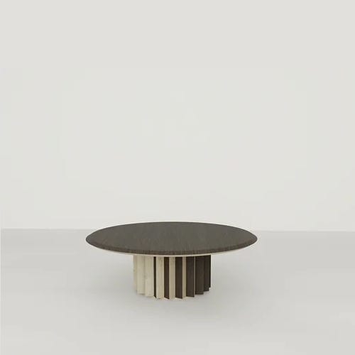 Tavolino basso contemporaneo - ATHENA - NUÉE ÉDITION - in rovere / con supporto in quercia / rotondo