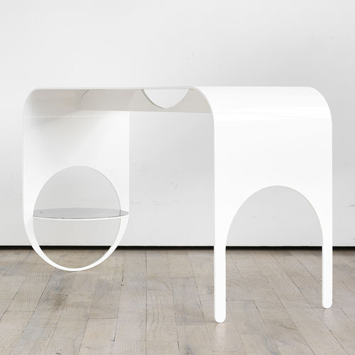 Tavolino basso contemporaneo - THIN - KIN & COMPANY - in acciaio con rivestimento a polvere / con supporto in acciaio termolaccato / rettangolare