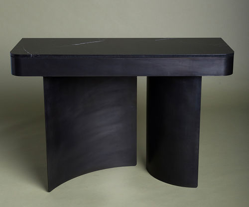 Consolle contemporanea - CRESCENT - KIN & COMPANY - in marmo / con supporto in acciaio / rettangolare
