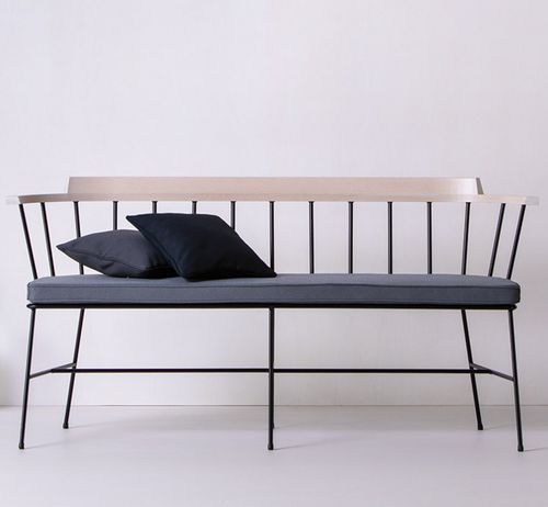 Panca contemporanea - MIM 757 - Vergés - in legno massiccio / in metallo / in tessuto