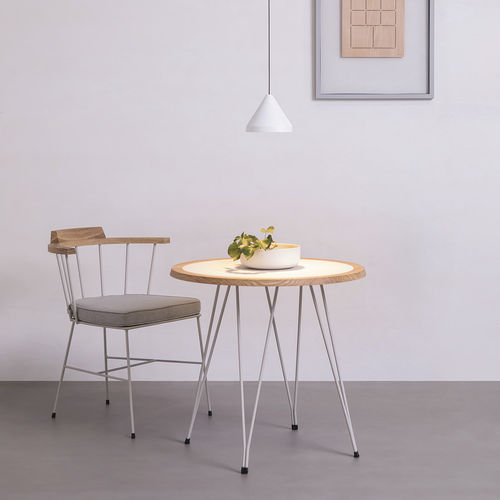 Tavolo contemporaneo - MIM 765 - Vergés - in legno massiccio / in laminato / con supporto in metallo