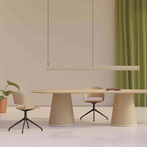 Tavolo design - CONIC - Vergés - in frassino / con supporto in compensato / rotondo