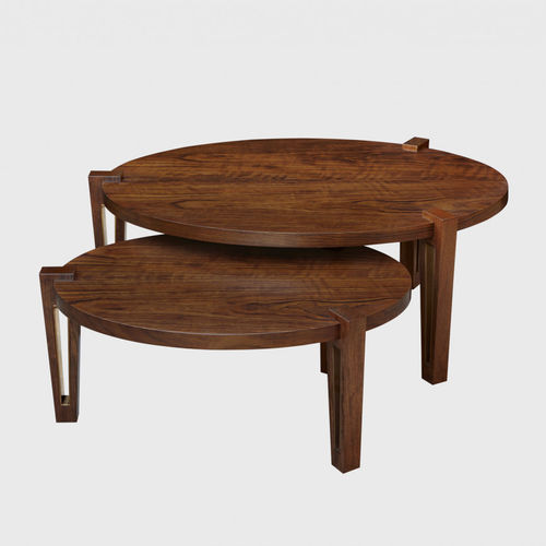 Tavolino basso contemporaneo - LETHE - ANAKTAE - in noce / con supporto in legno massiccio / ovale