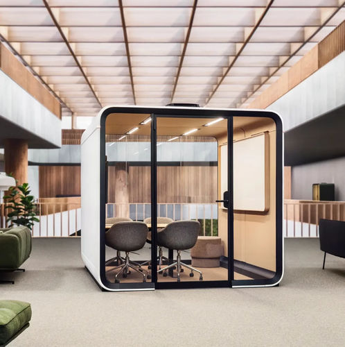 Ufficio POD con illuminazione integrata - FRAMERY SIX™ - Framery Oy - acustico / con porta vetrata / con presa di corrente integrata