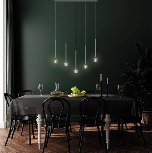 Lampadario contemporaneo -  LT 5 CRISTAL LINEAIRE - ISA MOSS - in cristallo / in acciaio laccato / da 5 lampadine