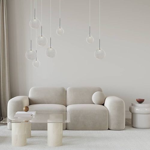 Lampadario contemporaneo - B5 BULLE LINEAIRE - ISA MOSS - in vetro soffiato / da 5 lampadine / con diffusori sferici