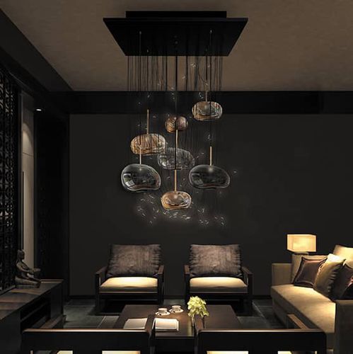 Lampadario contemporaneo - G7 NOIR  - ISA MOSS - in vetro soffiato / con diffusori sferici / LED