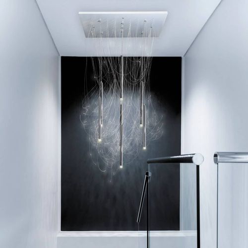 Lampadario contemporaneo - 3770024154504  - ISA MOSS - in alluminio / in acciaio cromato / da 7 lampadine