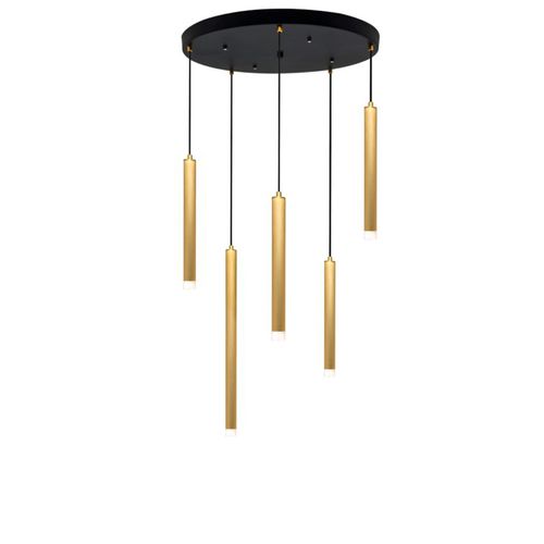 Lampadario contemporaneo - L5 TUBE OR ROND - ISA MOSS - in alluminio / in acciaio laccato / da 5 lampadine