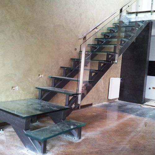 Scala dritta - Ban-Inox - con gradini in vetro / con struttura in metallo / professionale