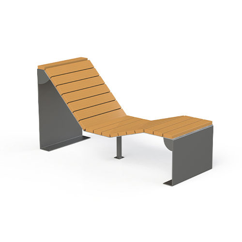 Lettino prendisole contemporaneo - LAGON  - Activia Mobilier Urbain - in acciaio galvanizzato / in legno / per spazio pubblico