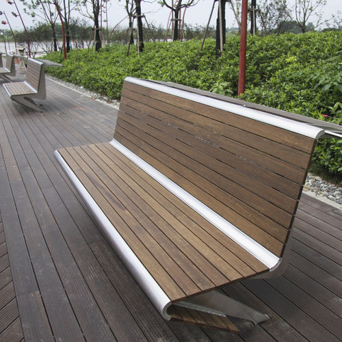 Panca per spazi pubblici design - XL - dasso - in legno massiccio / in legno esotico / in bambù