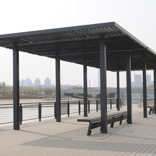 Pergola autoportante - XL - dasso - in legno di latifoglie / a lamelle orientabili / con copertura in legno