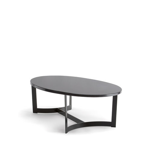 Tavolino basso contemporaneo - HUGO 088 H30 NO - TIROLO SRL - in legno massiccio / in marmo / con supporto in metallo cromato
