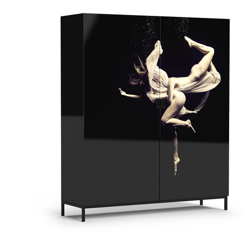 Armadio contemporaneo - BLACK WATER - Thomas Mucha - in legno / in vetro / con ante battenti