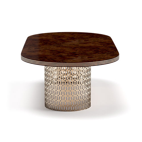 Tavolo Art Deco - SIMPLE HUSK - Thomas Mucha - in legno / in acciaio lucido / con supporto in bronzo