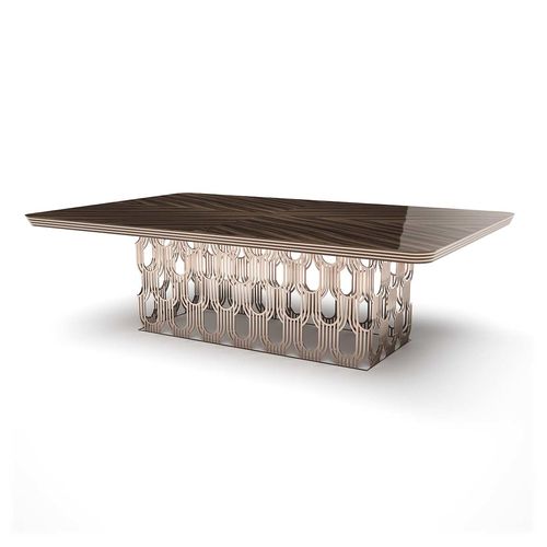 Tavolo Art Deco - STRAIGHT HUSK - Thomas Mucha - in legno / in acciaio lucido / con supporto in metallo