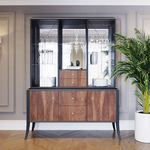 Credenza classica - RELIEF - ITALIANELEMENTS - in noce americano / in acciaio lucido / con ripiano
