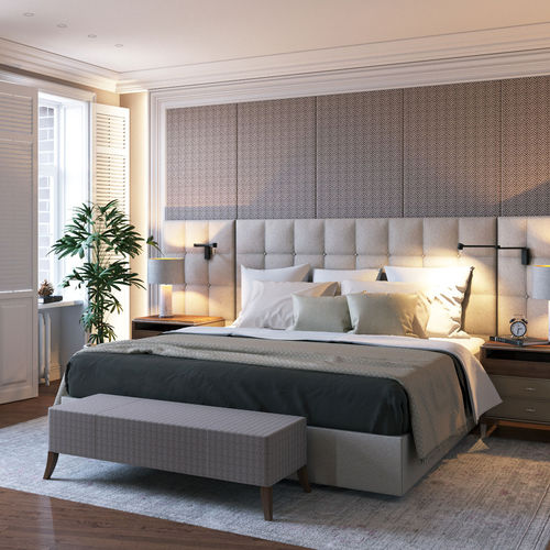 Letto matrimoniale - VICKY - ITALIANELEMENTS - contemporaneo / imbottito / con testiera