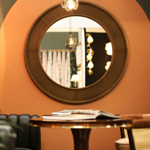Specchio a muro - Francis - WOOD TAILORS CLUB - contemporaneo / rotondo / in bronzo