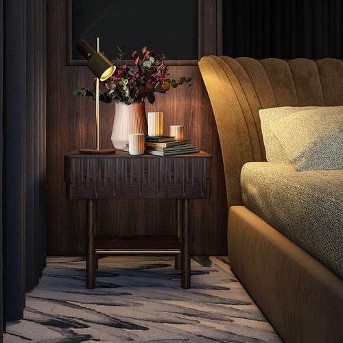 Comodino contemporaneo - Campbell - WOOD TAILORS CLUB - in noce / in ottone / con supporto in noce