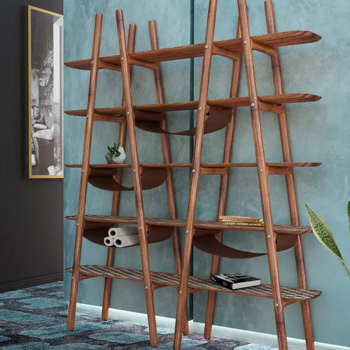 Scaffale contemporaneo - Blake - WOOD TAILORS CLUB - in rovere / in noce / in pelle