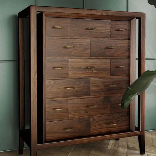 Cassettone alto - Caxton - WOOD TAILORS CLUB - contemporaneo / in noce / in ottone spazzolato