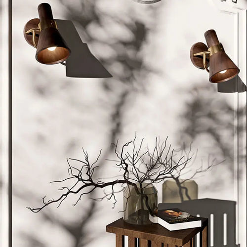 Applique contemporanea - Humphry - WOOD TAILORS CLUB - da interno / in ottone spazzolato / in noce