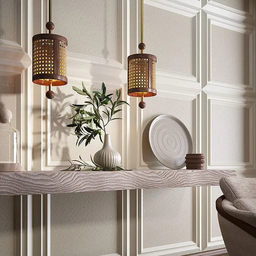Lampada a sospensione - Hamilton - WOOD TAILORS CLUB - in ottone / in noce / in rattan