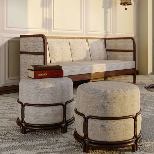 Sgabello contemporaneo - Stefan - WOOD TAILORS CLUB - in pelle / in lino / in noce