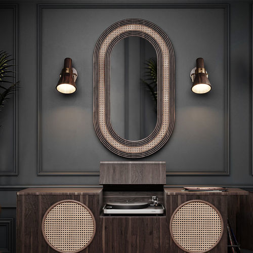 Specchio a muro - Hudson - WOOD TAILORS CLUB - contemporaneo / ovale / in bronzo