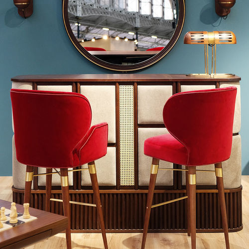 Bancone da bar - Tom - WOOD TAILORS CLUB - in noce / in rattan / in lino