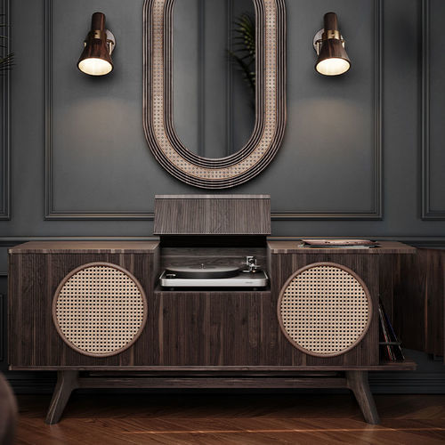 Credenza contemporanea - Harrison - WOOD TAILORS CLUB - in noce / in rattan / in pelle
