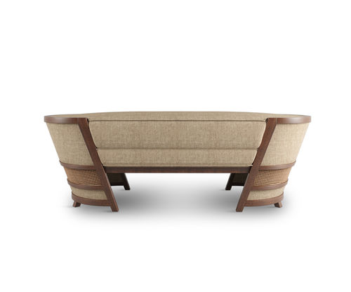 Divanetto imbottito contemporaneo - Lord - WOOD TAILORS CLUB - in lino / con supporto in noce / in legno