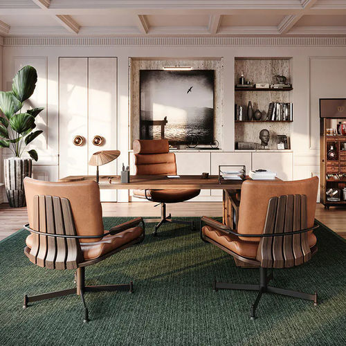 Sedia da ufficio contemporanea - Thomas II - WOOD TAILORS CLUB - da interno / in pelle / con supporto in acciaio