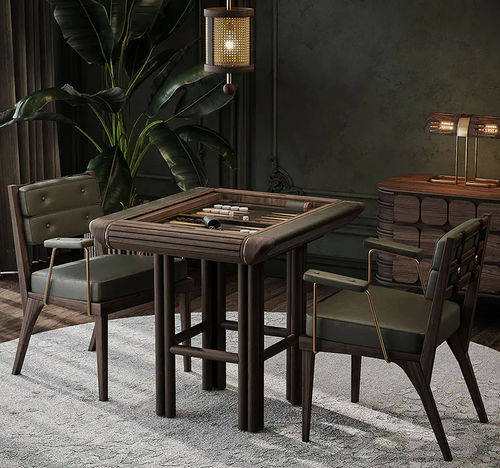 Sedia da pranzo contemporanea - Robinson - WOOD TAILORS CLUB - da interno / in pelle / con supporto in noce