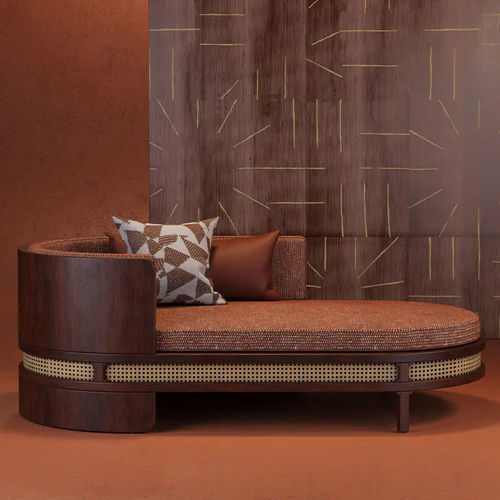 Dormeuse contemporanea - Brooks - WOOD TAILORS CLUB - in tessuto / in noce / con supporto in noce