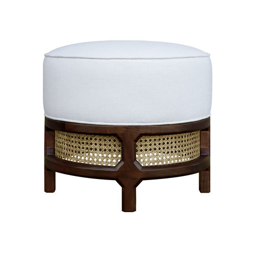 Sgabello contemporaneo - George - WOOD TAILORS CLUB - in lino / con supporto in noce / con supporto in rattan