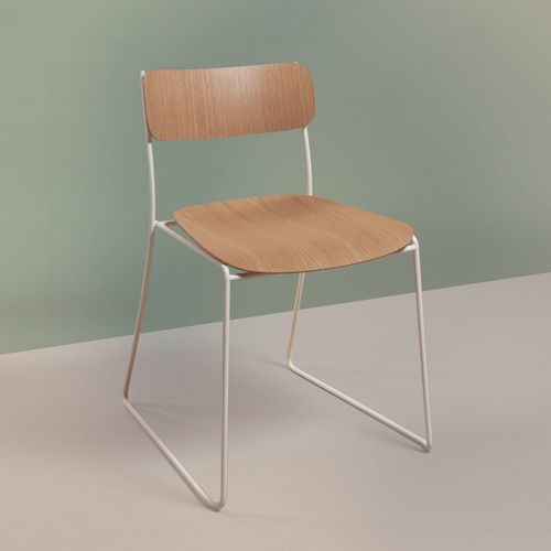 Sedia contemporanea - SEN 77,1 - NOMA Editions - da interno / in rovere / con supporto in acciaio laccato