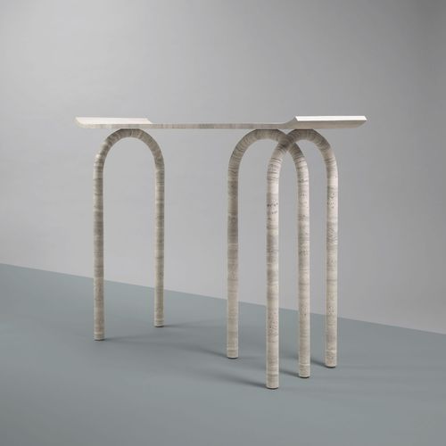 Consolle contemporanea - ARCA 88,1 - NOMA Editions - in travertino / con supporto in travertino / rettangolare