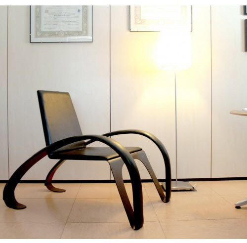 Poltrona contemporanea - KRIVA - Trackdesign - in pelle / in acciaio COR-TEN® / nera