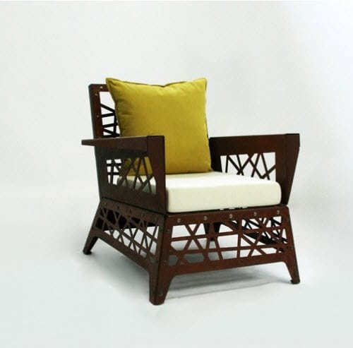 Poltrona contemporanea - MIKADO - Trackdesign - idrorepellente / in acciaio COR-TEN® / con cuscino rimovibile