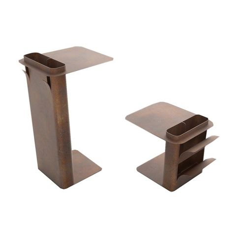 Tavolo d'appoggio contemporaneo - DAD - Trackdesign - in acciaio COR-TEN® / con supporto in acciaio / rettangolare